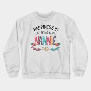 Happiness Is Being A Nannie Wildflowers Valentines Mothers Day Crewneck Sweatshirt